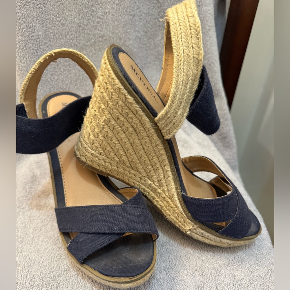 Merona Blue and Tan Espadrilles with Platform Sole